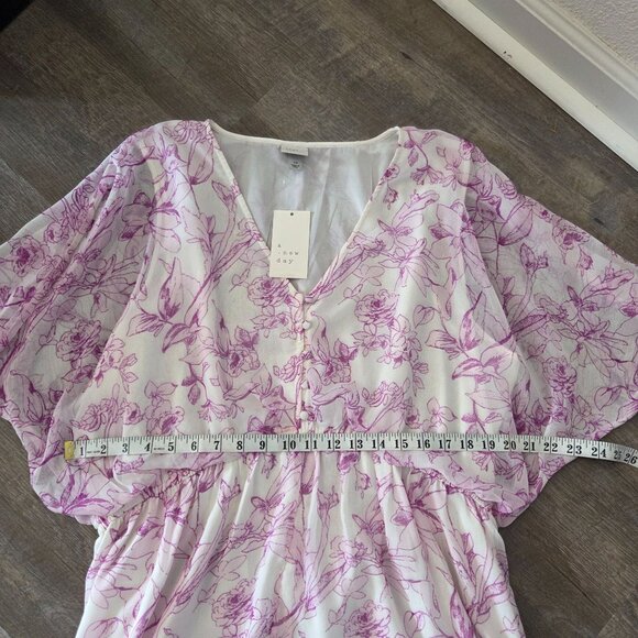 A New Day Womens Size 1X Floral Print V-Neck Long Sleeve Dress Lined Pockets NEW - Picture 10 of 11